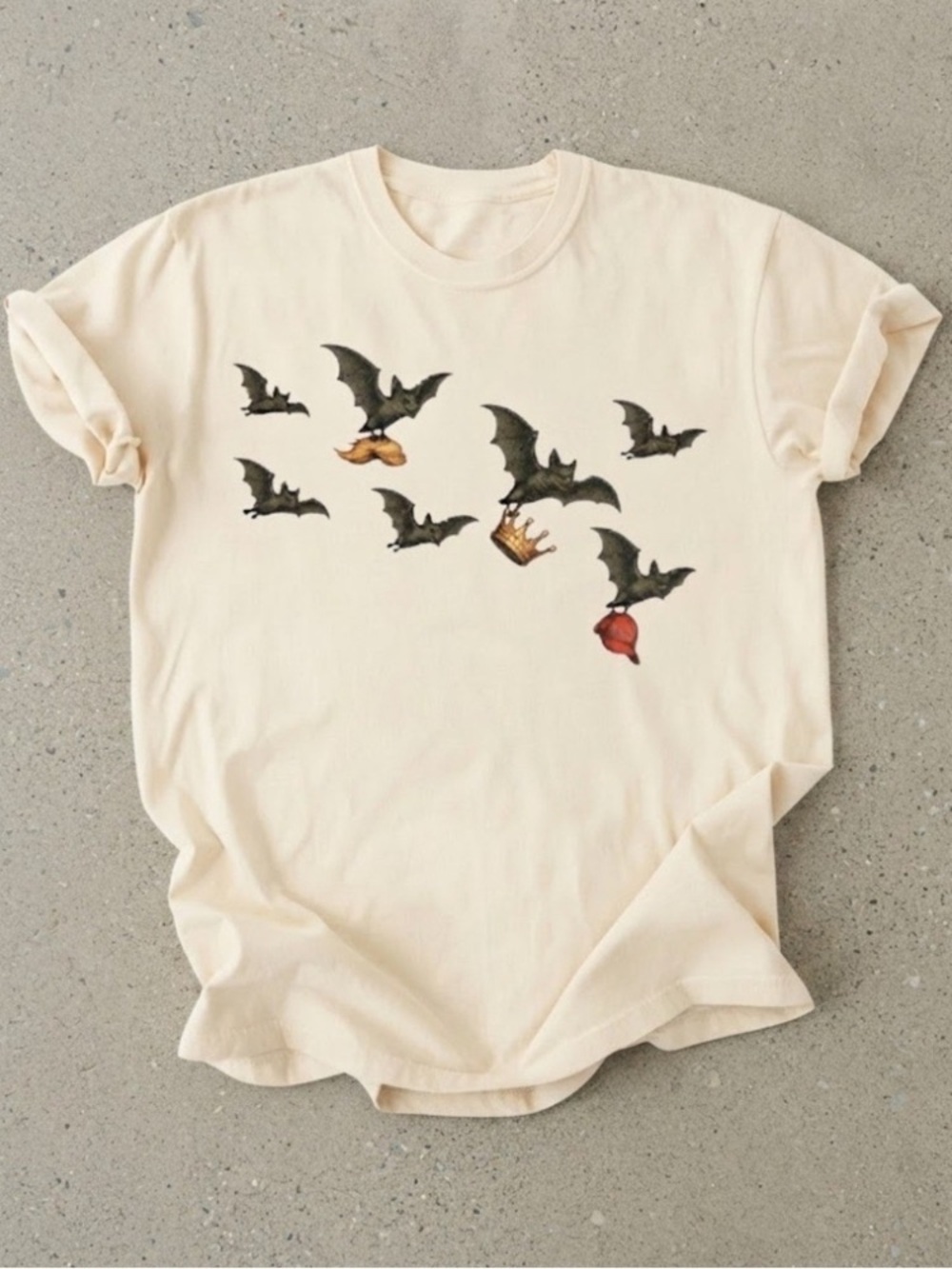 Comfort Colors Ivory Bat and Crown Graphic Tee